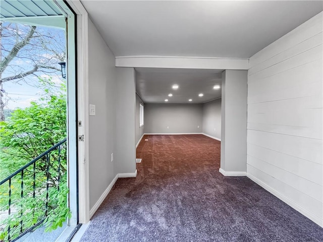 131 W Sullivanville Rd, Veteran, NY 14845 - below grade area featuring carpet floors, baseboards, plenty of natural light, and recessed lighting