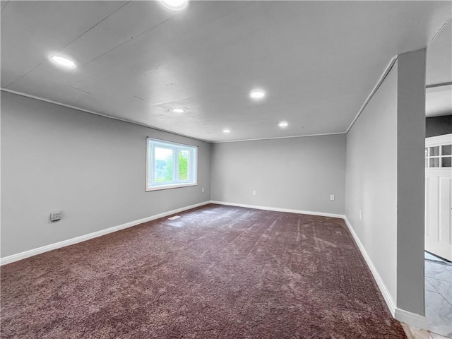 131 W Sullivanville Rd, Veteran, NY 14845 - below grade area featuring carpet floors, recessed lighting, and baseboards