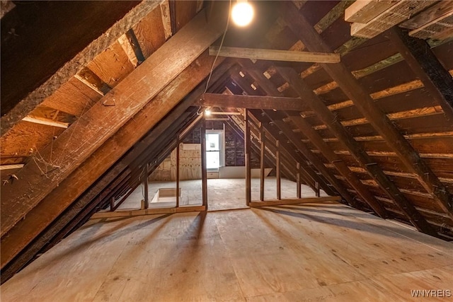 view of unfinished attic