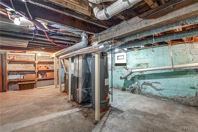 below grade area with water heater