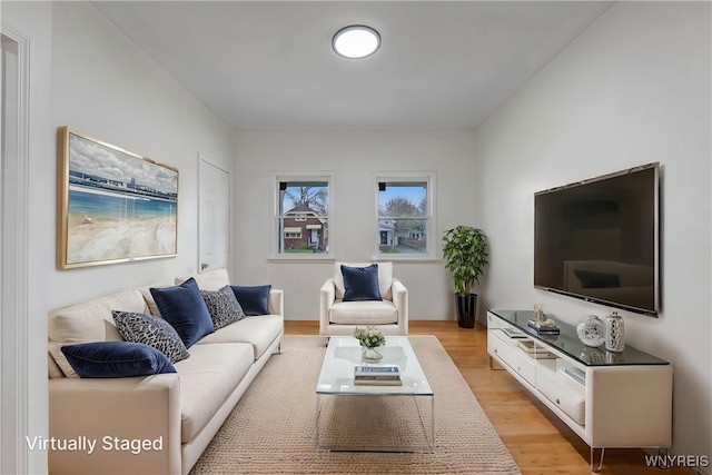living area featuring light wood-type flooring