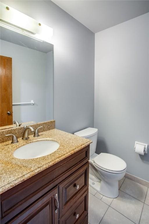 bathroom featuring toilet, tile patterned floors, and vanity