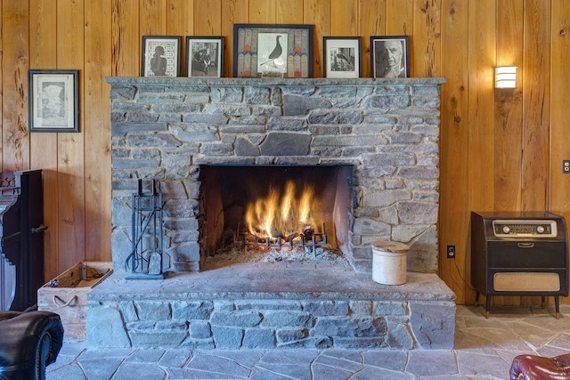 49080 State Highway 30, Roxbury, NY 12474 - detailed view of wood walls and a stone fireplace