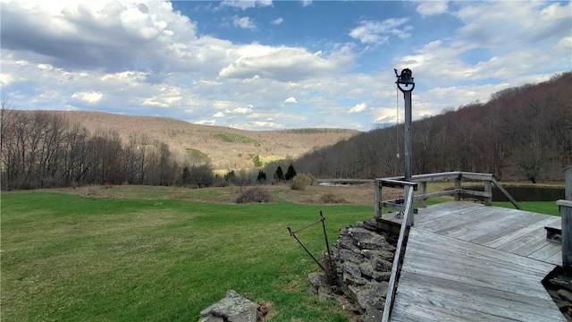 mountain view with a wooded view