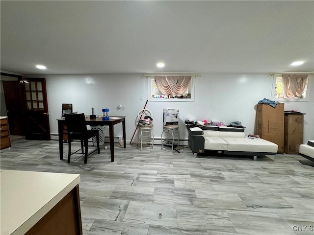 107 Birchwood Ln, Frankfort, NY 13340 - interior space featuring baseboard heating and recessed lighting