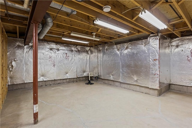 view of unfinished basement