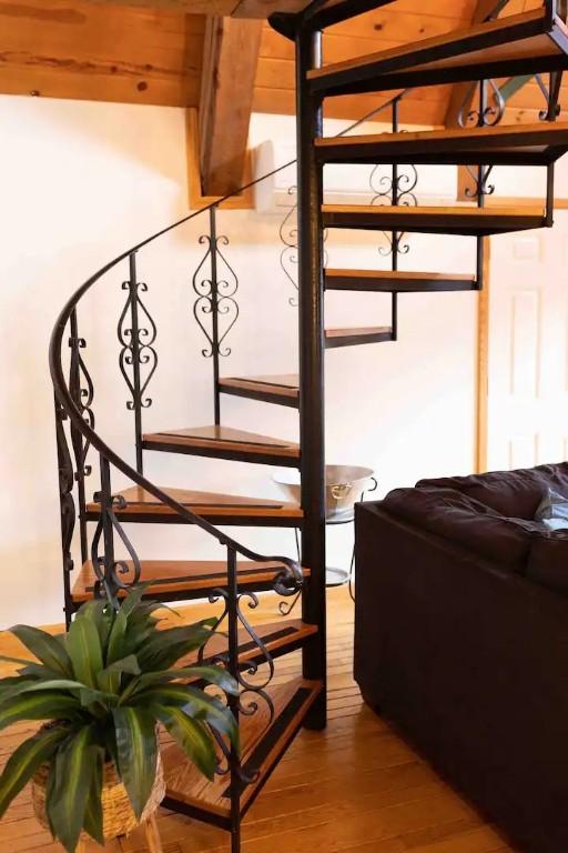7136 Maples Rd, Mansfield, NY 14755 - stairs featuring wood finished floors