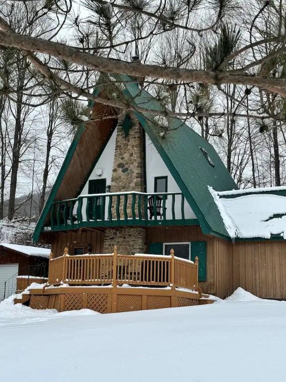 7136 Maples Rd, Mansfield, NY 14755 - snow covered property featuring a balcony