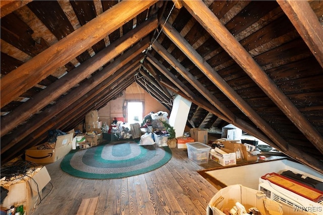 view of unfinished attic