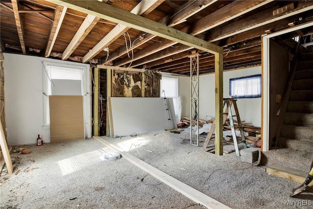 basement with stairs