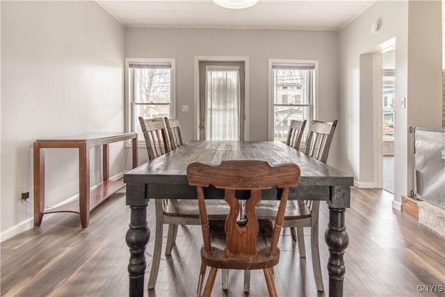 108 Mechanic St, Antwerp, NY 13608 - dining space featuring a wealth of natural light, baseboards, and wood finished floors