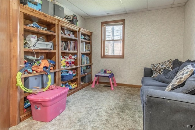 108 Mechanic St, Antwerp, NY 13608 - playroom featuring a paneled ceiling and carpet
