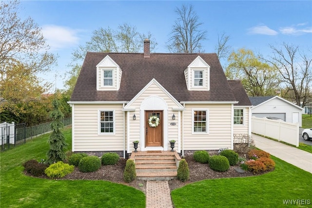211 Allendale Rd, West Seneca, NY 14224 - new england style home with a chimney, a front yard, and fence