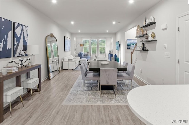 177 Sandstone Cir, Grand Island, NY 14072 - dining area with baseboards, light wood-type flooring, and recessed lighting