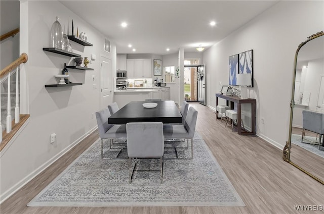 177 Sandstone Cir, Grand Island, NY 14072 - dining space with light wood-style floors, baseboards, and recessed lighting