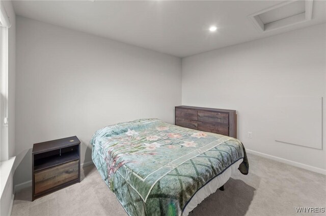 177 Sandstone Cir, Grand Island, NY 14072 - bedroom with light colored carpet, attic access, baseboards, and recessed lighting