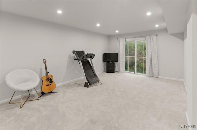177 Sandstone Cir, Grand Island, NY 14072 - exercise area featuring carpet flooring, baseboards, and recessed lighting