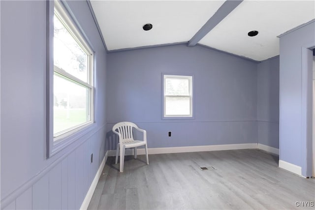 87 Kings Rd, Volney, NY 13069 - empty room with baseboards, lofted ceiling with beams, and light wood-style flooring