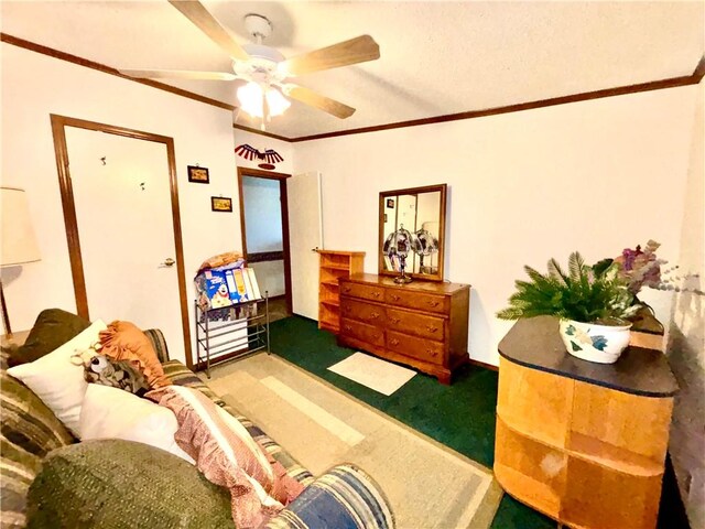 397 Jerrysmith Rd, Lansing, NY 14850 - carpeted bedroom with crown molding and ceiling fan