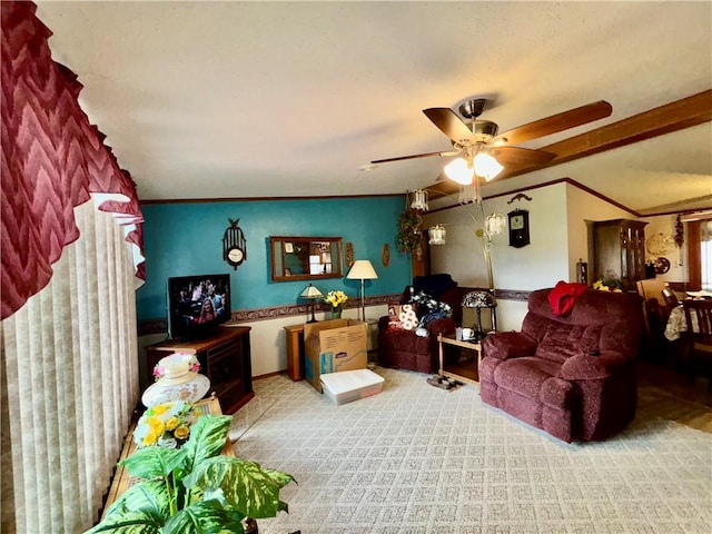 397 Jerrysmith Rd, Lansing, NY 14850 - living room with crown molding and a ceiling fan