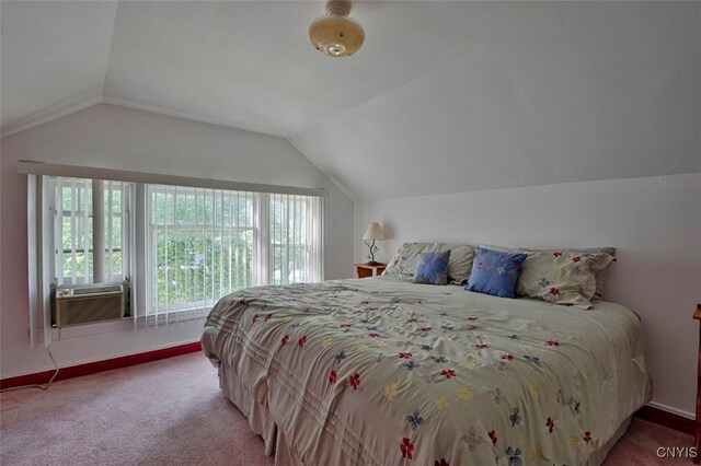 18 Crossmon St, Alexandria, NY 13607 - bedroom featuring baseboards, cooling unit, carpet flooring, and vaulted ceiling