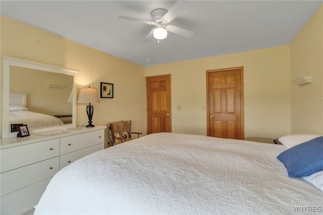 bedroom featuring ceiling fan