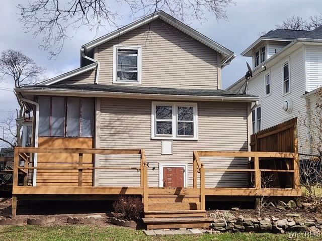 106 Saxton St, Lockport City, NY 14094 - rear view of house featuring a deck