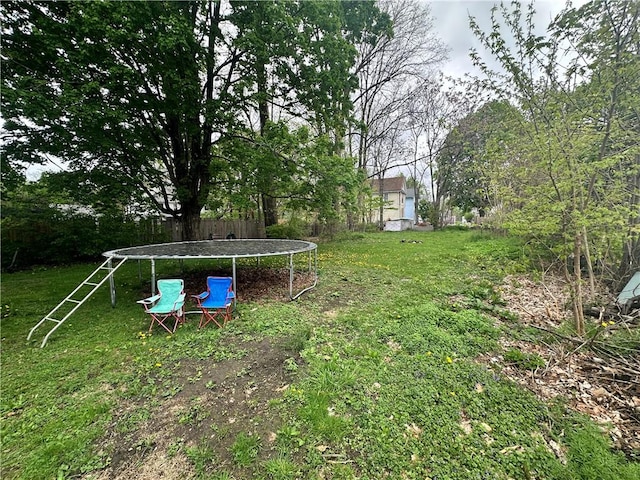 view of yard featuring a trampoline