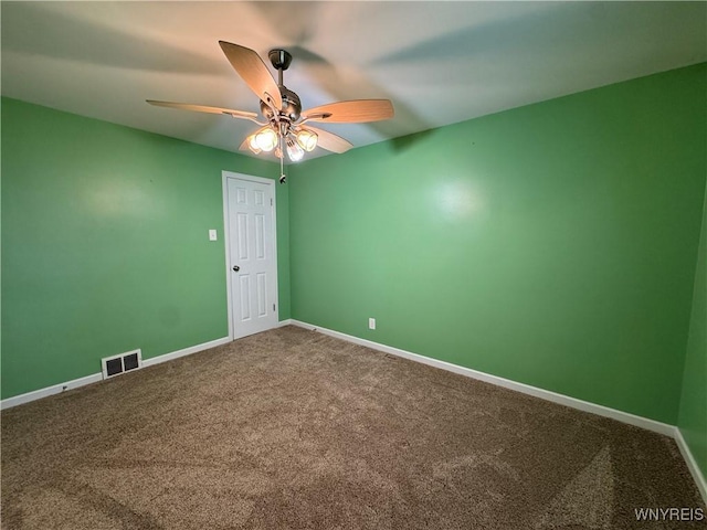797 Van Rensselaer Ave, Niagara Falls, NY 14305 - empty room with carpet, visible vents, baseboards, and a ceiling fan