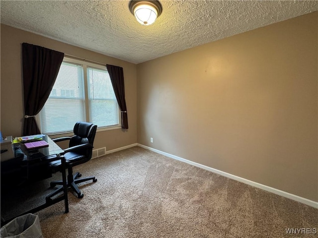 797 Van Rensselaer Ave, Niagara Falls, NY 14305 - carpeted office space with baseboards, visible vents, and a textured ceiling