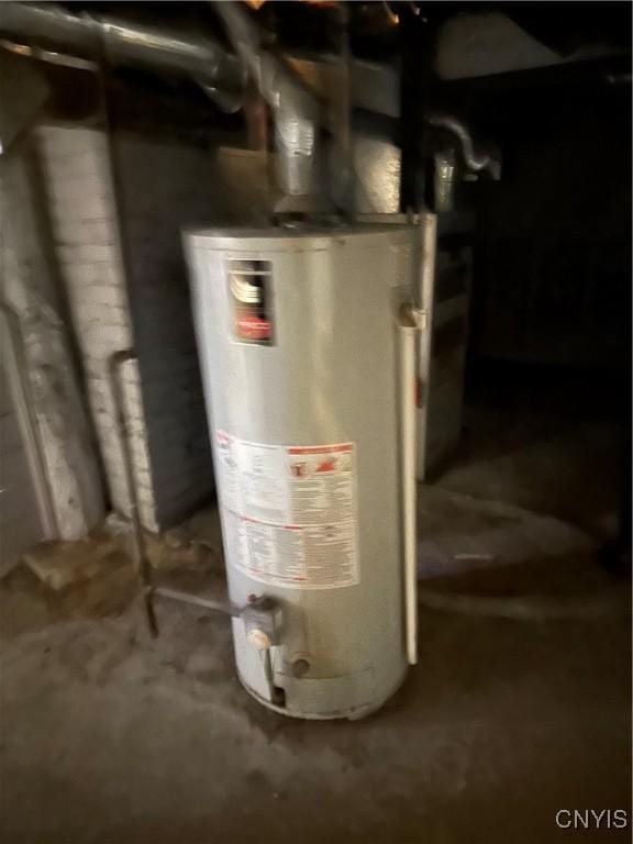 utility room with water heater