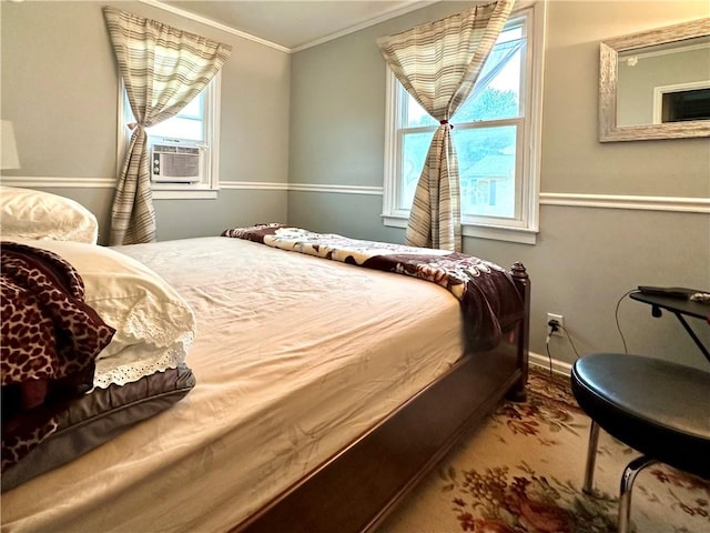 616 Hart St, Elmira-City, NY 14901 - carpeted bedroom featuring baseboards, cooling unit, and crown molding