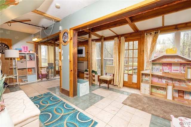 view of tiled living area