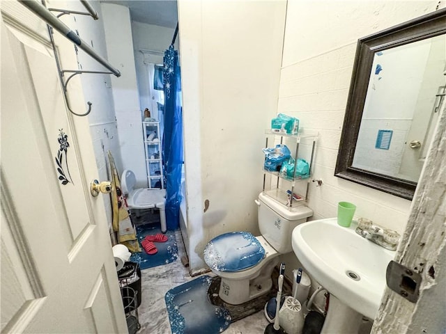 13 Brooklyn St, Rochester, NY 14613 - full bath with curtained shower, toilet, and a sink