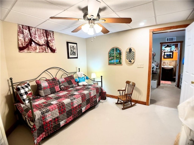 575 Harper Rd, Harpersfield, NY 13786 - bedroom featuring a paneled ceiling, ceiling fan, and baseboards