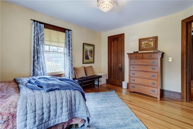 bedroom featuring light wood finished floors