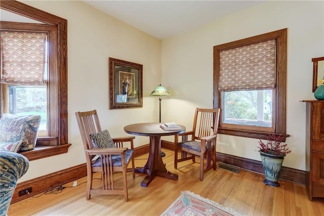 living area featuring light wood-style flooring