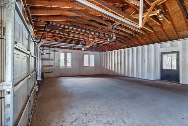 garage with a garage door opener