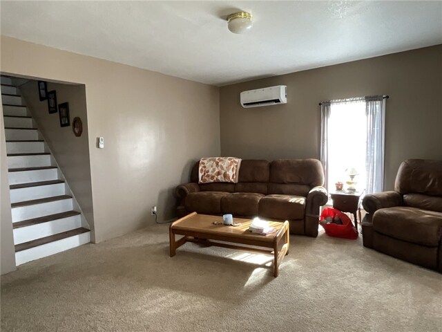 1940 State Highway 41, Coventry, NY 13733 - carpeted living room with an AC wall unit and stairs