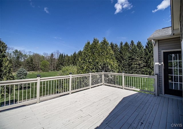 100 Brandywine Dr, Manlius, NY 13104 - wooden terrace with a view of trees and a yard