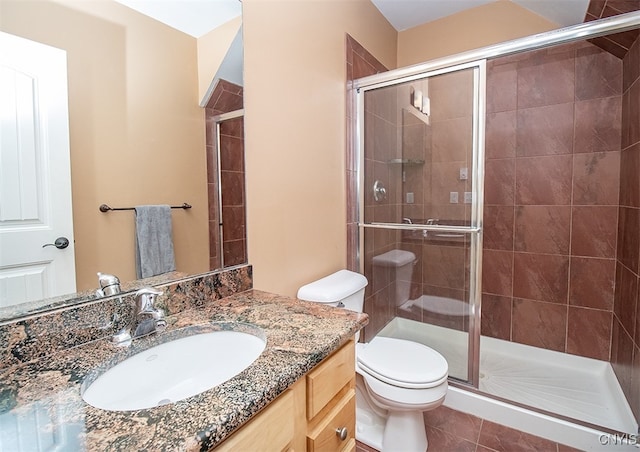 100 Brandywine Dr, Manlius, NY 13104 - full bathroom featuring a stall shower, toilet, and vanity