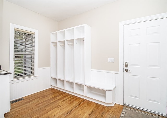 100 Brandywine Dr, Manlius, NY 13104 - mudroom with a wainscoted wall and wood finished floors