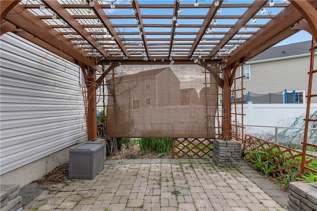 view of patio / terrace featuring a pergola