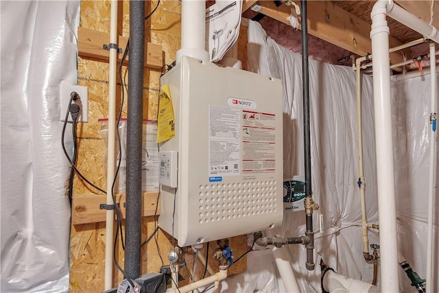 utility room with water heater