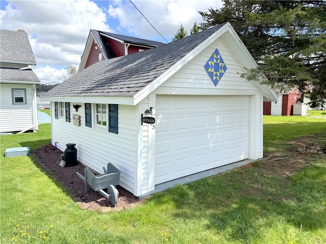view of detached garage