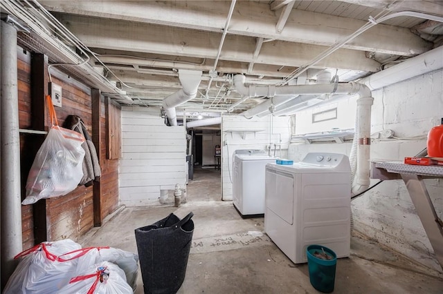 45 Juniper St, Rochester, NY 14610 - unfinished basement featuring washing machine and dryer