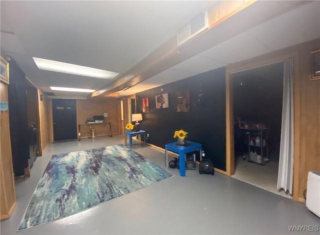 view of finished below grade area