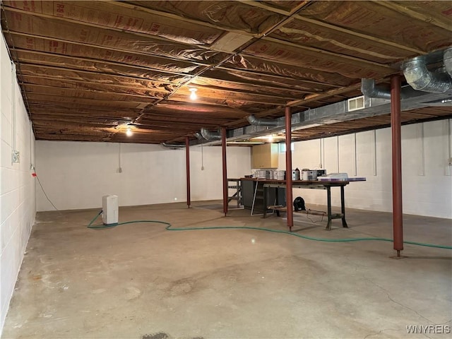 view of unfinished basement