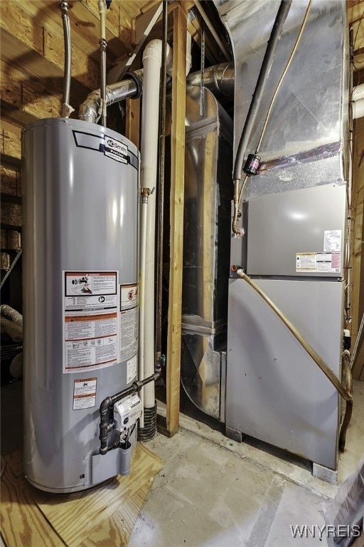 utilities with gas water heater and heating unit