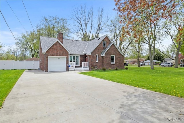 single story home featuring an attached garage, brick siding, concrete driveway, a shingled roof, and a gate